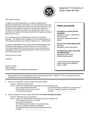 California Boating Survey Form