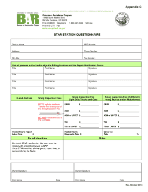 California STAR Station Questionnaire