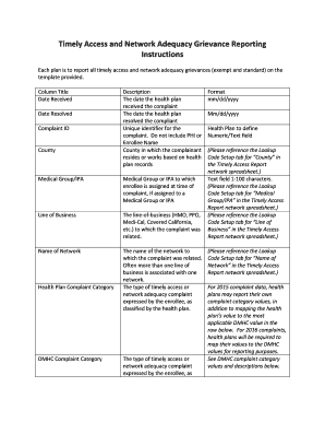 Timely Access and Network Adequacy Grievance Reporting Form