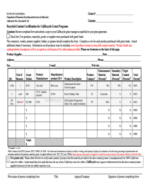 Recycled-Content Certification for CalRecycle Grant Programs