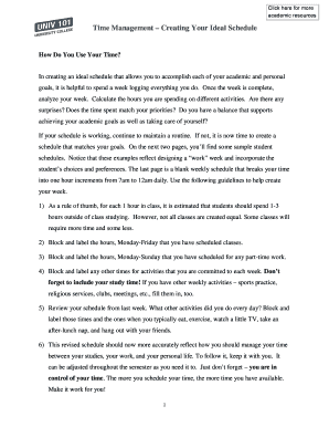 Student Time Management Schedule Template