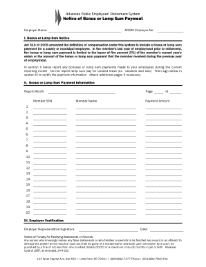 Arkansas Public Employees Retirement System Bonus Notice