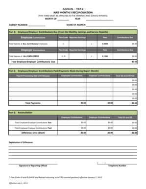 AJRS Monthly Reconciliation Form