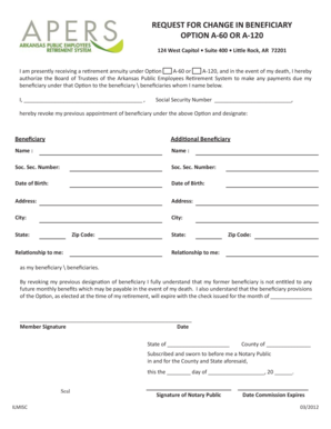 Request for Change in Beneficiary