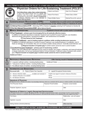 Physician Orders for Life-Sustaining Treatment (POLST) Form
