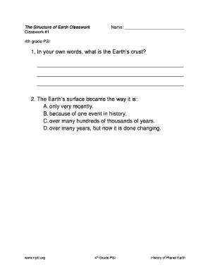 Earth Science Classwork and Homework