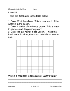 2nd Grade Earth's Water Classwork