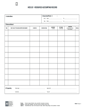 HICS 257 Resource Accounting Record