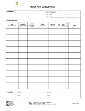 HICS 253 Volunteer Registration Form