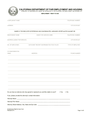 California Employment Right to Sue Notice