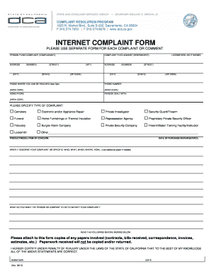 California Internet Complaint Form