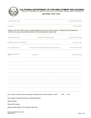 California Employment Right to Sue Form
