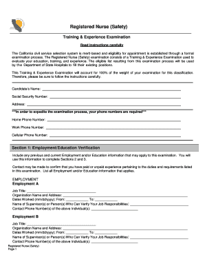 Training & Experience Examination