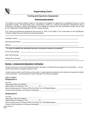 California Training Program Specialist Assessment