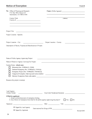 California Environmental Quality Act Exemption Form