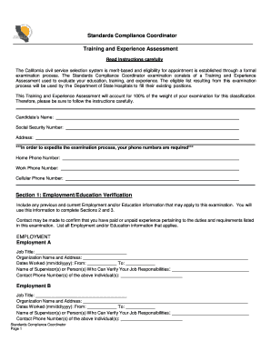 California Training Program Specialist Assessment