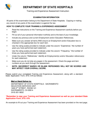 California Training Program Specialist Assessment