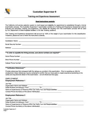 California Training Program Specialist Assessment Form