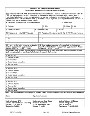 Criminal Self-Reporting Document