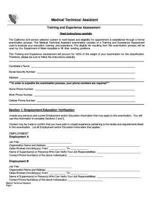 California Training Program Specialist Assessment