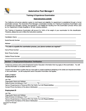 California Training Program Specialist Examination
