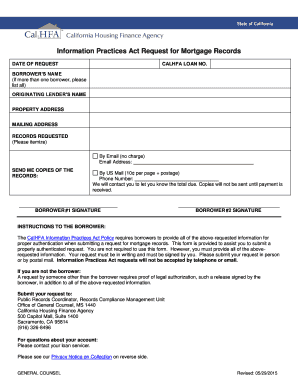 California Mortgage Records Request Form