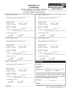 California Form 700 Amendment Schedule A-1
