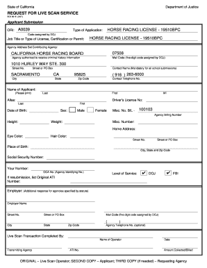 California Request for Live Scan Service