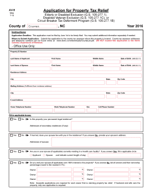 AV-9 Property Tax Relief Application