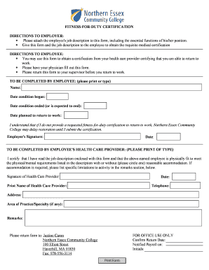 Fitness for Duty Certification