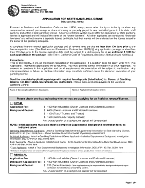 California State Gambling License Application