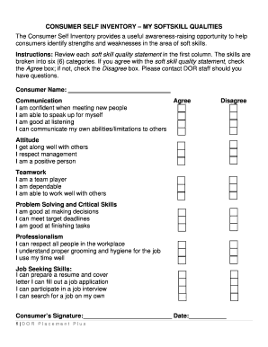 Consumer Self Inventory - Softskill Qualities