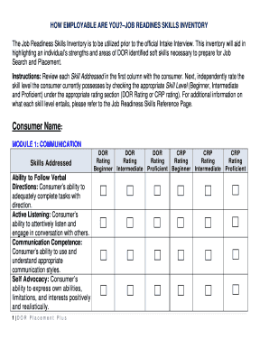 Job Readiness Skills Inventory