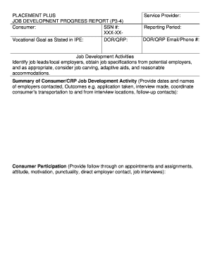 Job Development Progress Report
