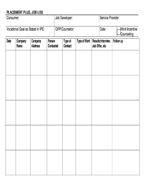 Vocational Job Placement Log