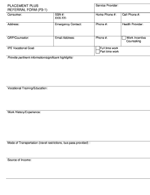 Placement Plus Referral Form