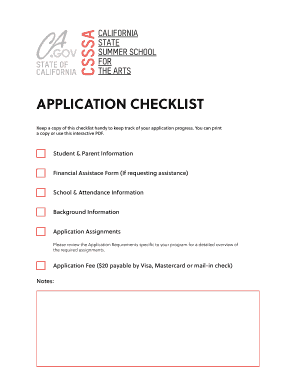 Application Checklist