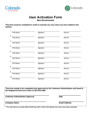 User Activation Form