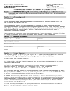 Decentralized Security Statement of Understanding