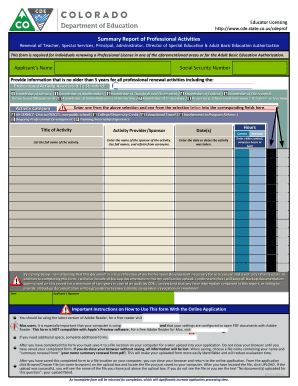 Colorado Educator Licensing Renewal Form