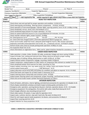 CDE Annual Inspection Preventive Maintenance Checklist