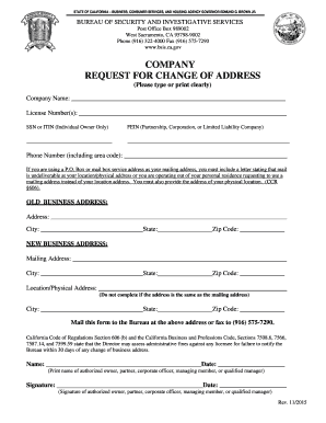 California Business Address Change Request