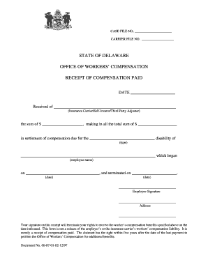 Workers' Compensation Payment Receipt