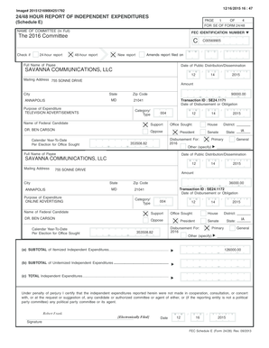 24/48 Hour Report of Independent Expenditures