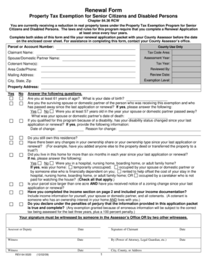 Property Tax Exemption Renewal Form for Seniors and Disabled Persons