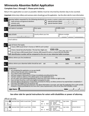 Minnesota Absentee Ballot Application