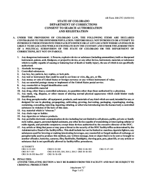 Colorado Corrections Consent to Search Form