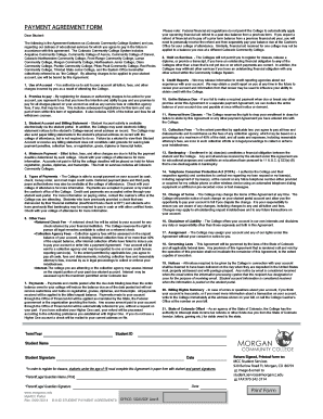Colorado Community College Student Payment Agreement