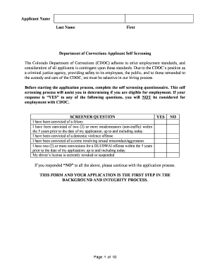Colorado Department of Corrections Employment Application