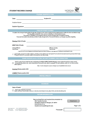 Student Records Change Form